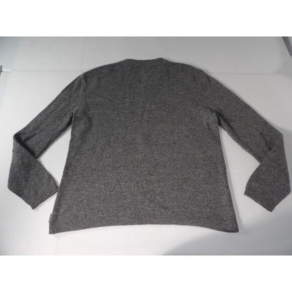 Woolrich Large Wool Sweater Gray V Neck Lambswool Gray Heather Fishermen Grandpa - Picture 10 of 11